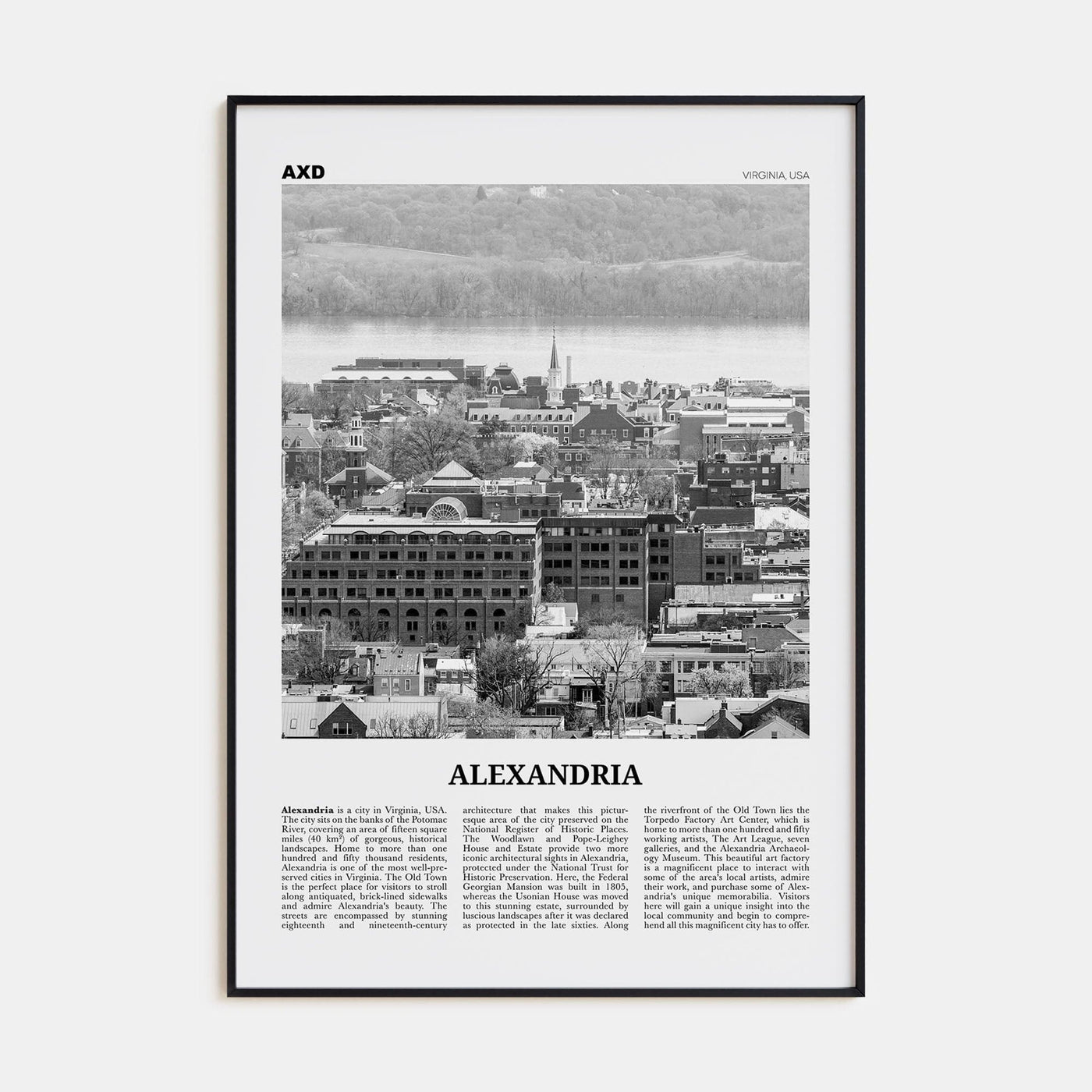 Alexandria, Virginia Poster None / 8x12 in Nbourhood Travel B&W Poster