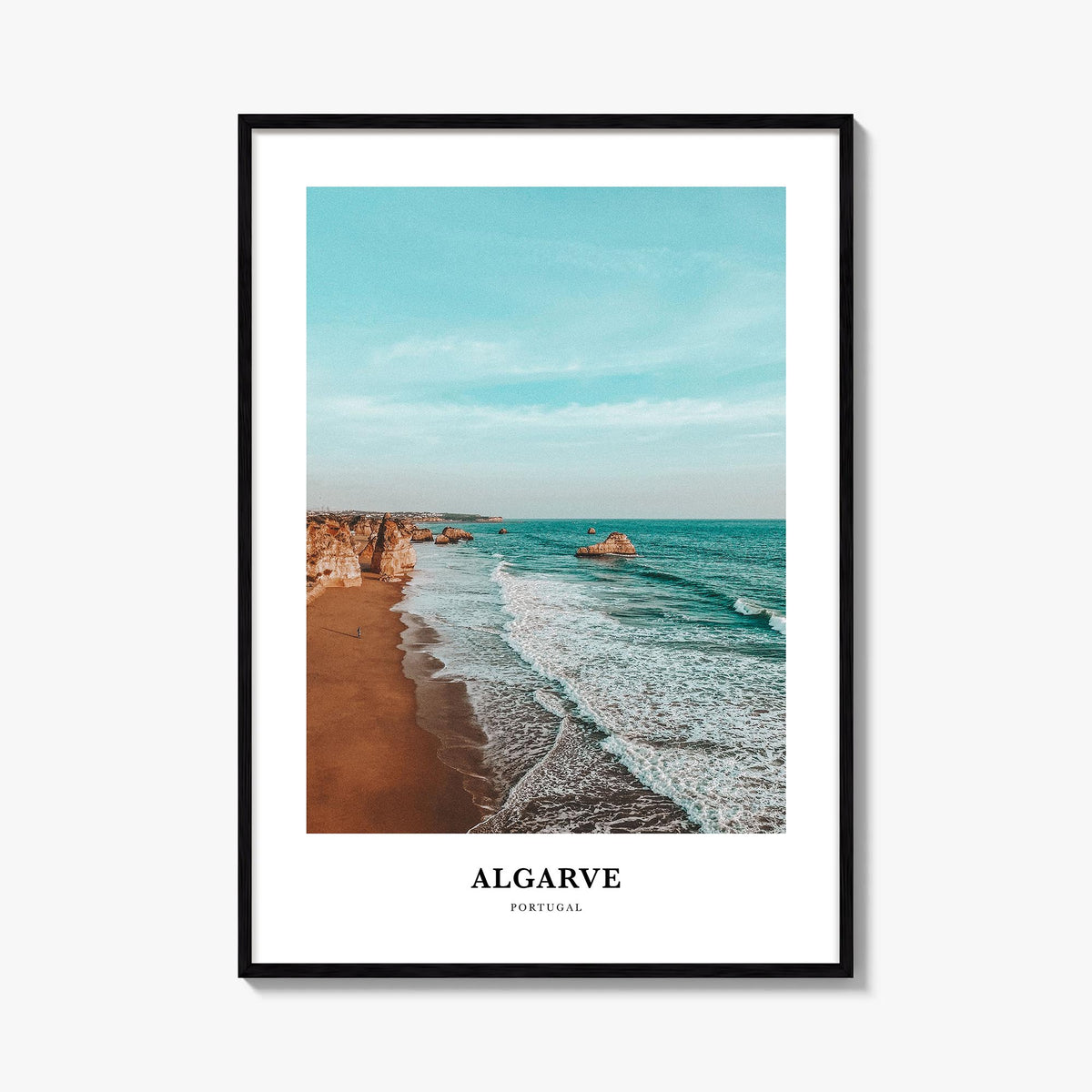 Algarve colorful classic poster of Portugal – vertical wall art, unframed print shown in interior mockup