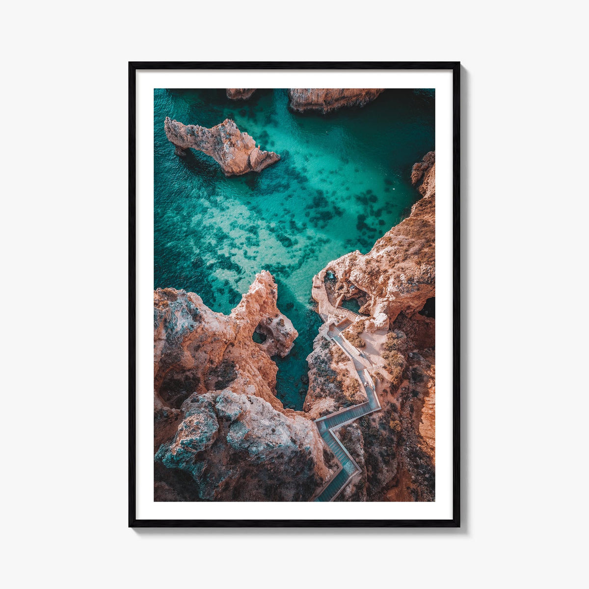 Algarve no. 1 colorful photo poster of Portugal – vertical wall art, unframed print shown in interior mockup