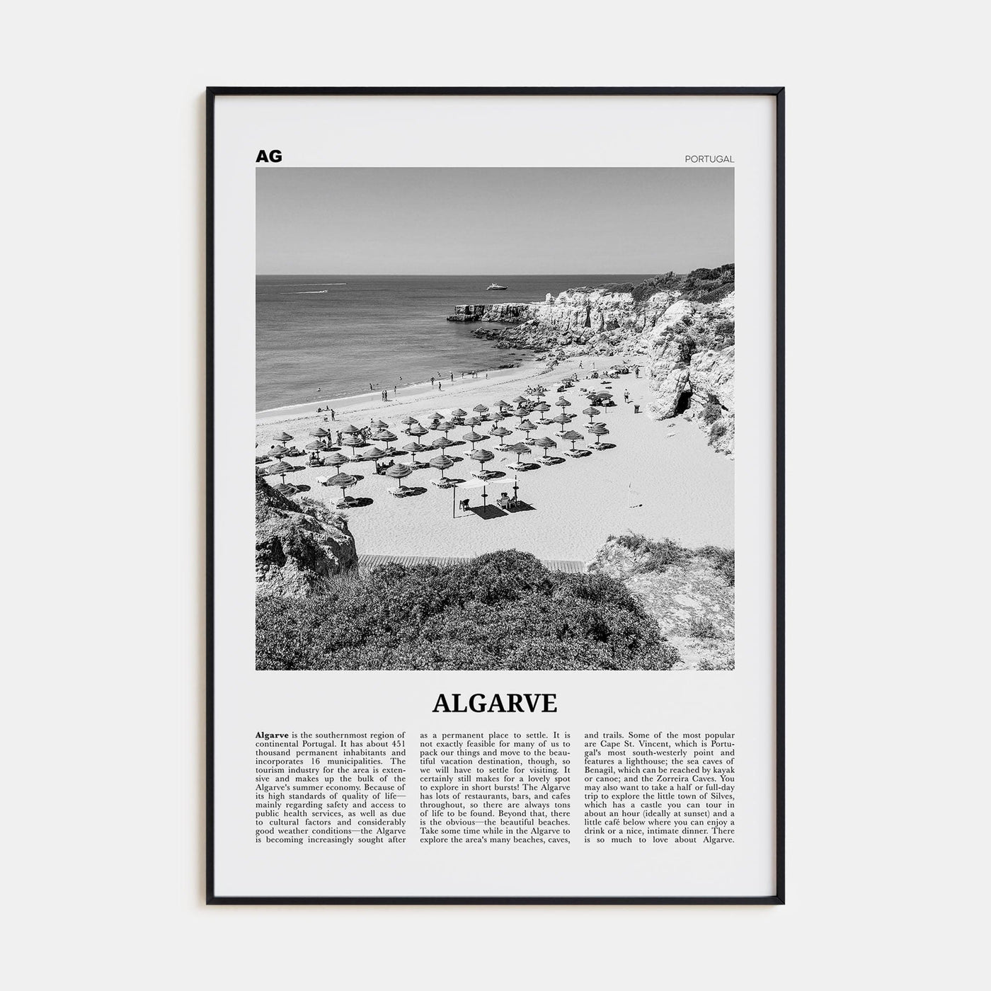 Algarve Poster None / 8x12 in Nbourhood Travel B&W Poster