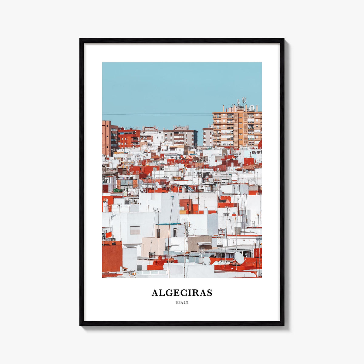 Algeciras colorful classic poster of Spain – vertical wall art, unframed print shown in interior mockup