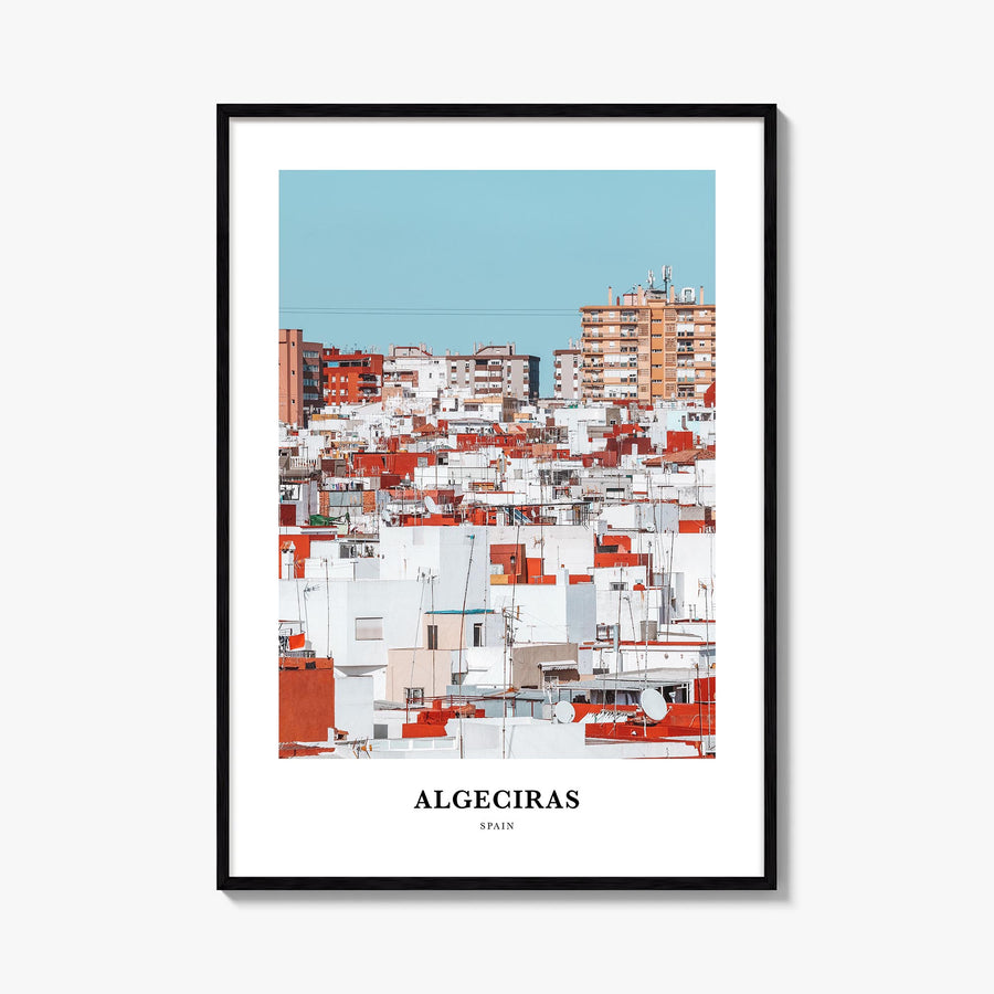 Algeciras colorful classic poster of Spain – vertical wall art, unframed print shown in interior mockup