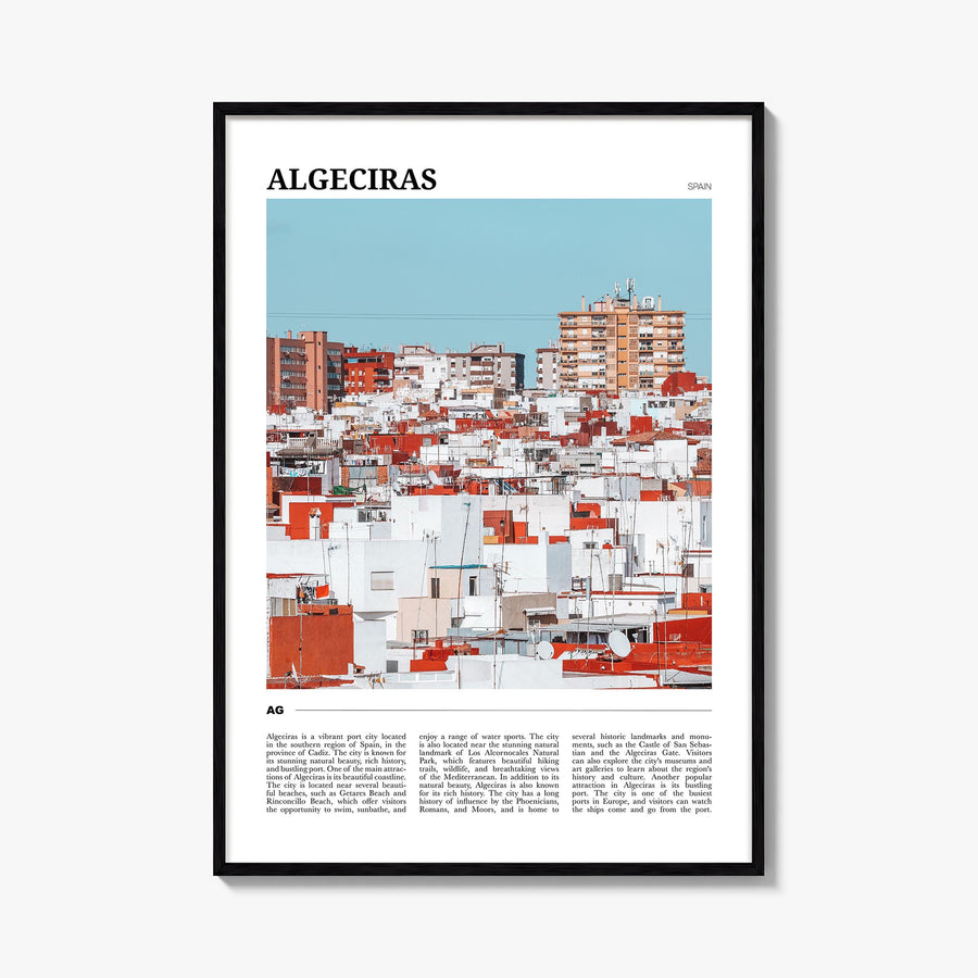 Algeciras colorful travel poster of Spain – vertical wall art, unframed print shown in interior mockup