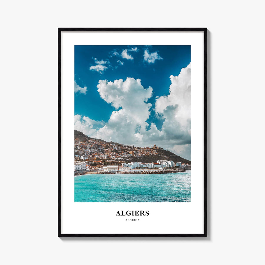 Algiers colorful classic poster of Algeria – vertical wall art, unframed print shown in interior mockup