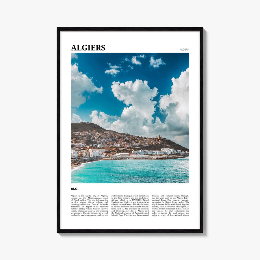 Algiers colorful travel poster of Algeria – vertical wall art, unframed print shown in interior mockup