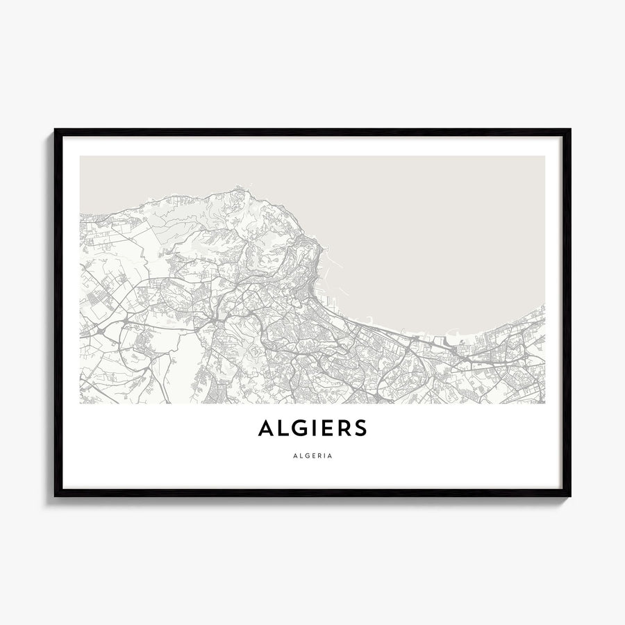 Algiers Map Poster, framed poster mockup