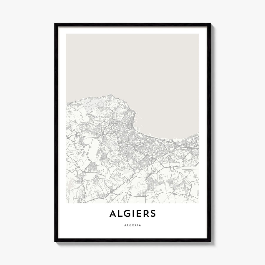 Algiers Map Poster, framed poster mockup
