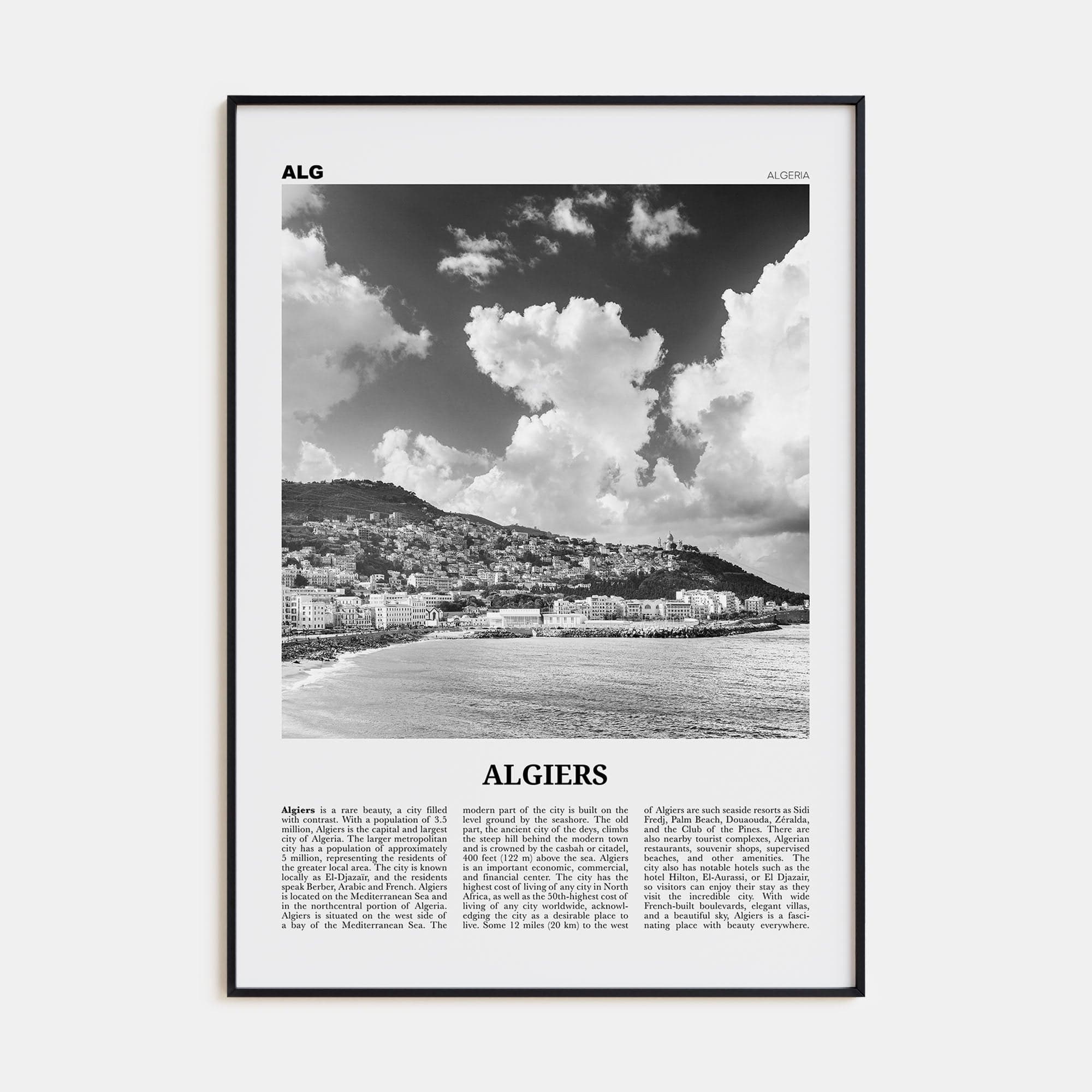 Algiers Poster None / 8x12 in Nbourhood Travel B&W Poster