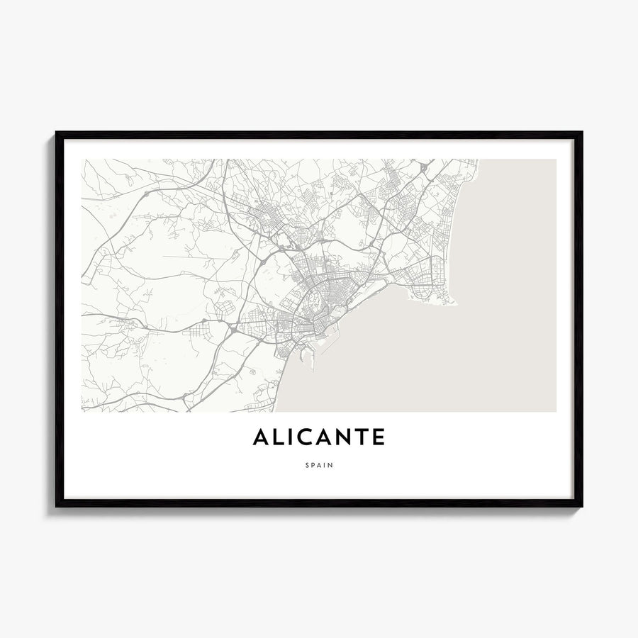 Alicante Map Poster, framed poster mockup