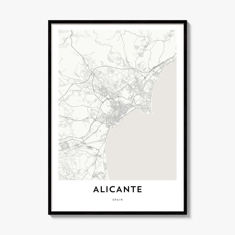 Alicante Map Poster, framed poster mockup