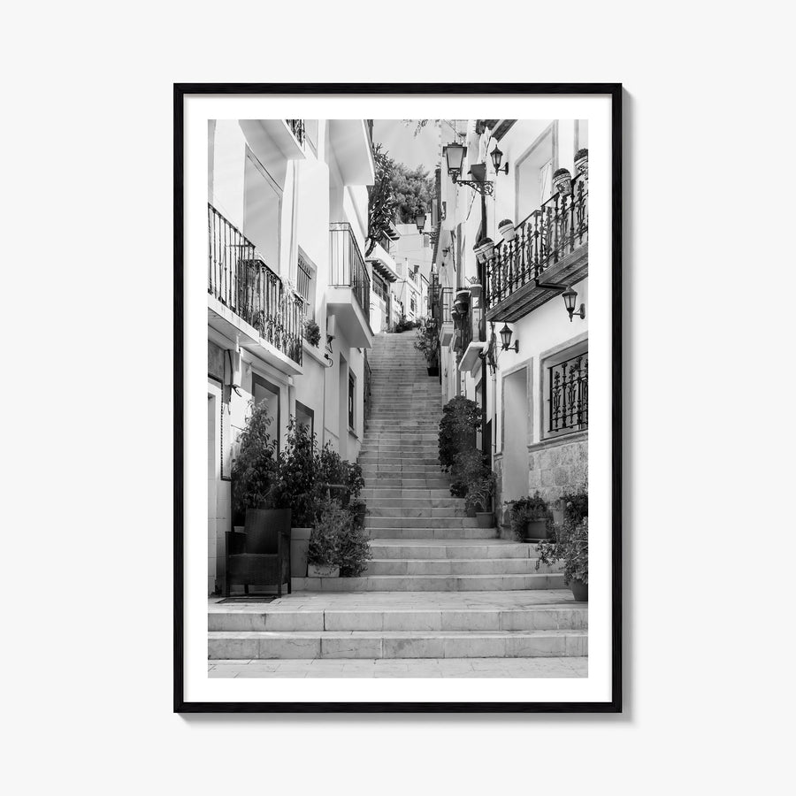 Alicante no. 1 black & white photo poster of Spain – vertical wall art, unframed print shown in interior mockup