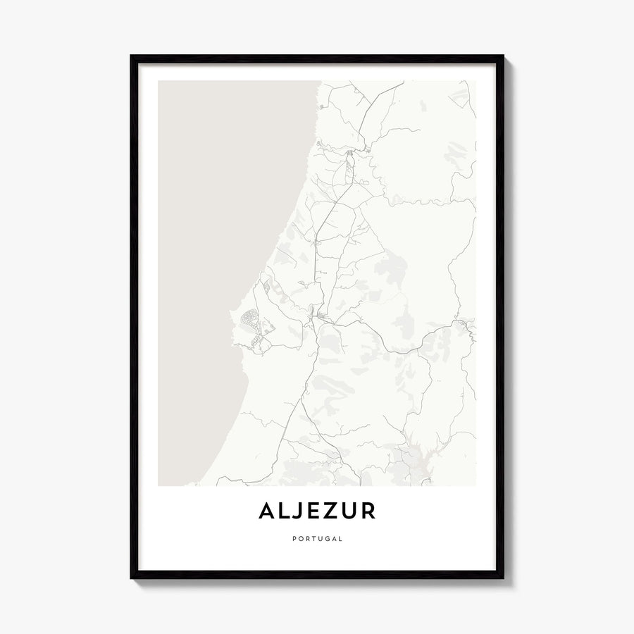 Aljezur Map Poster, framed poster mockup