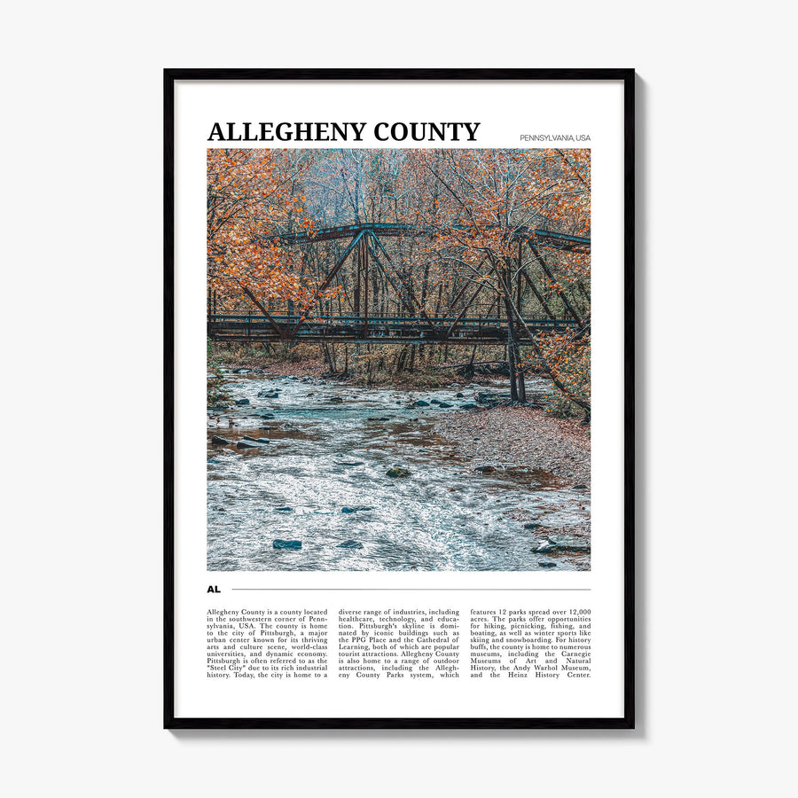 Allegheny County Travel Poster, framed poster mockup