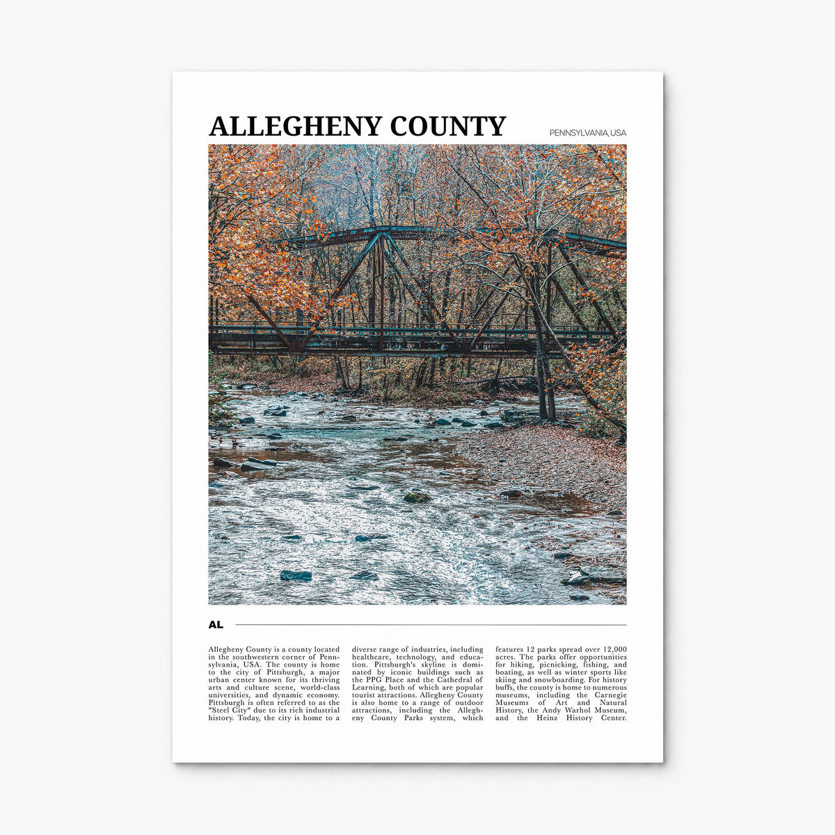 Allegheny County Travel Poster, print only (unframed)