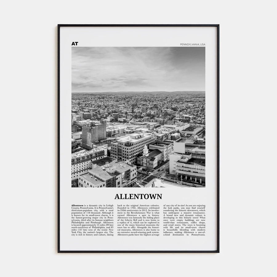 Allentown Poster None / 8x12 in Nbourhood Travel B&W Poster