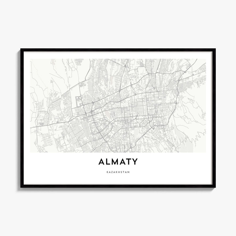 Almaty Map Poster, framed poster mockup