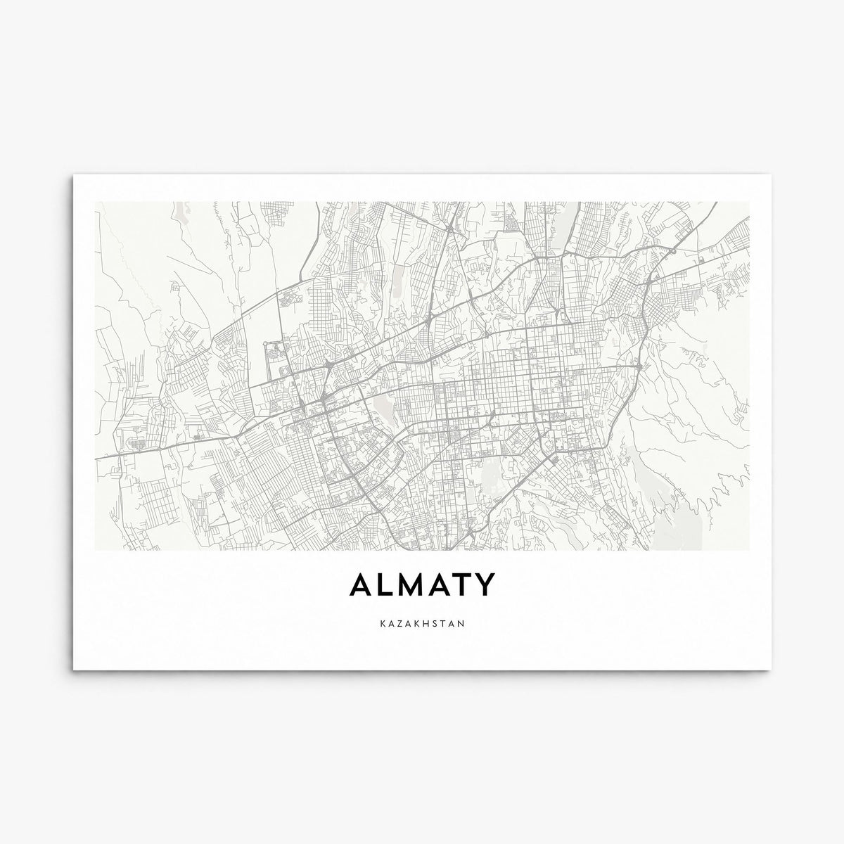 Almaty Map Poster, print only (unframed)