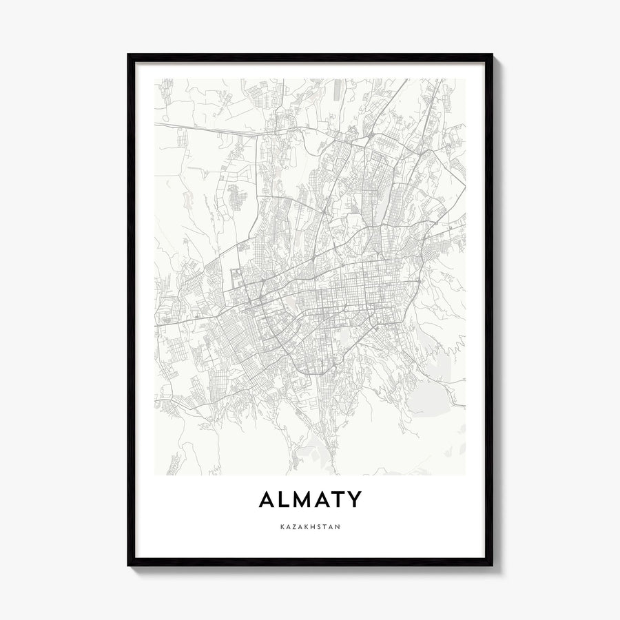 Almaty Map Poster, framed poster mockup