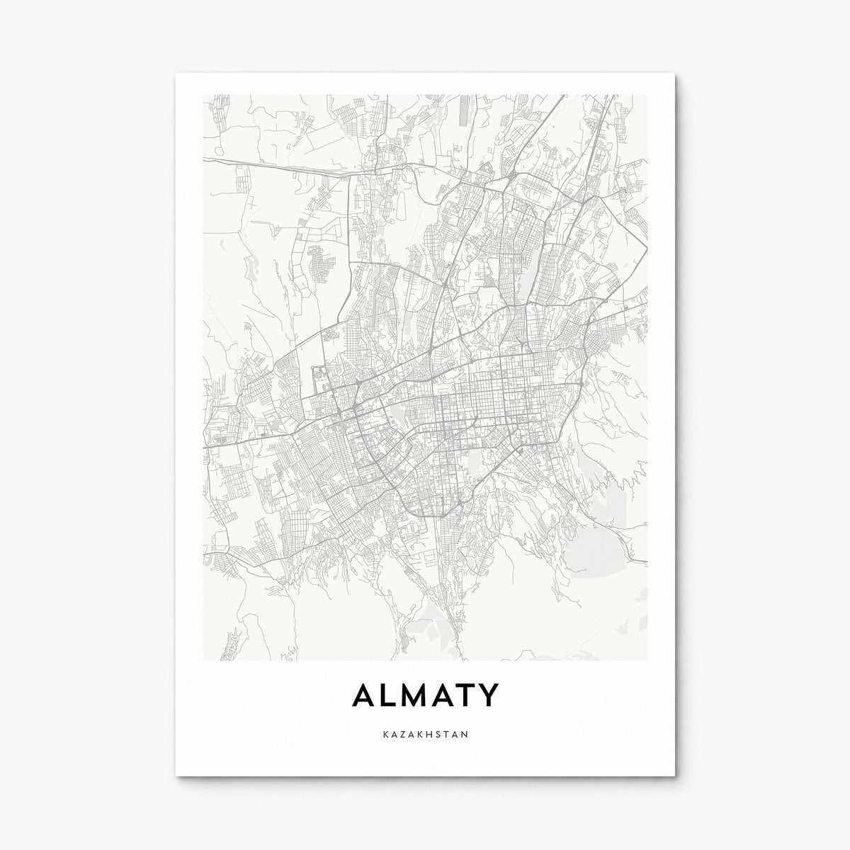 Almaty Map Poster, print only (unframed)