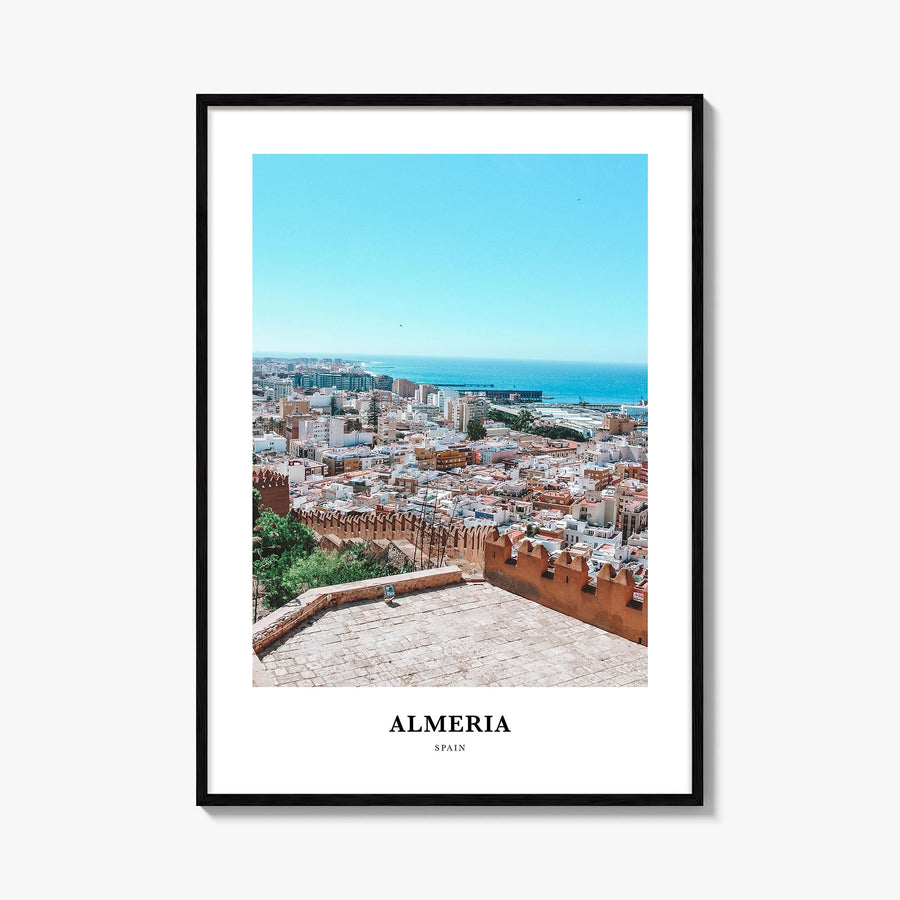 Almería colorful classic poster of Spain – vertical wall art, unframed print shown in interior mockup