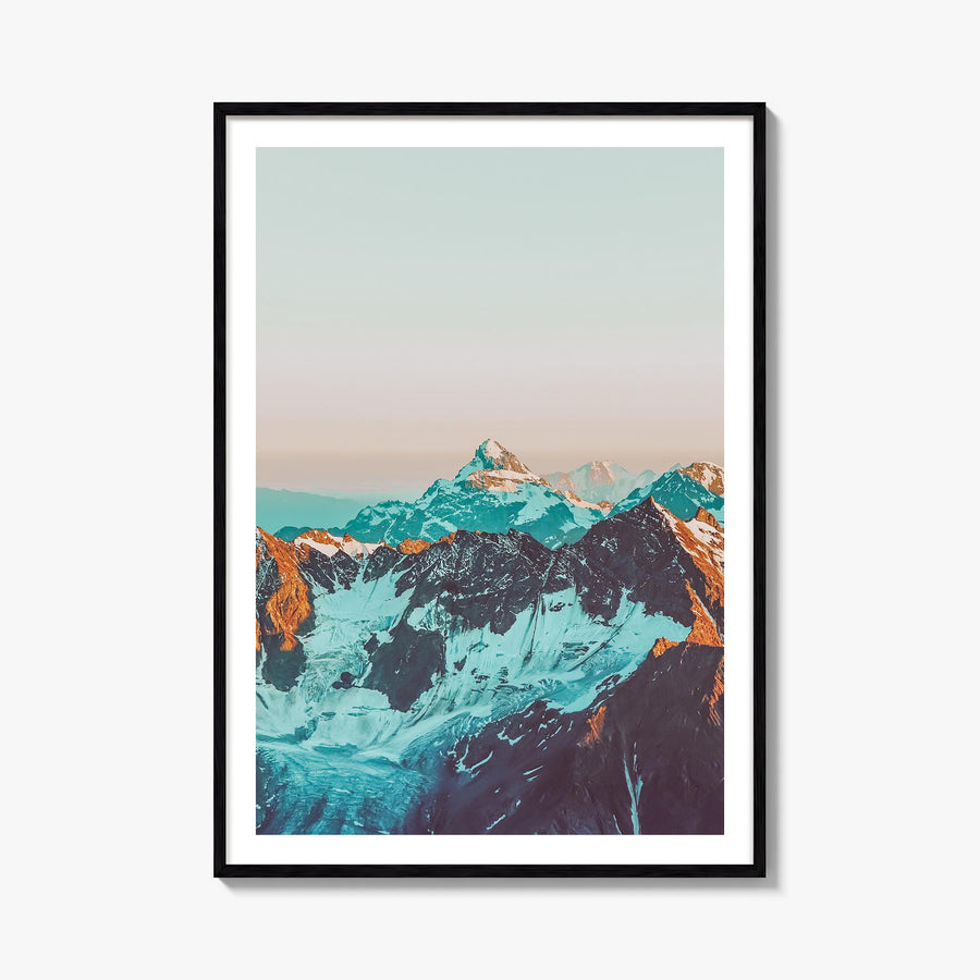 Alpine Landscape colorful photo poster – vertical wall art, unframed print shown in interior mockup