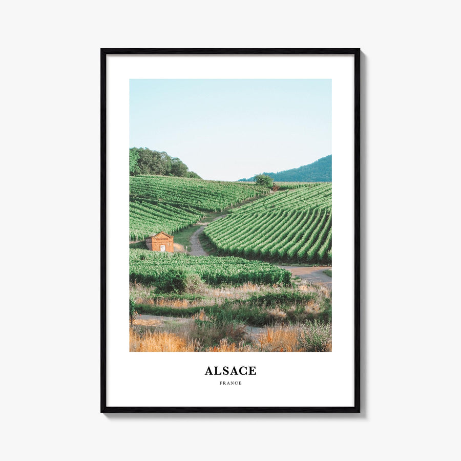 Alsace colorful classic poster of France – vertical wall art, unframed print shown in interior mockup