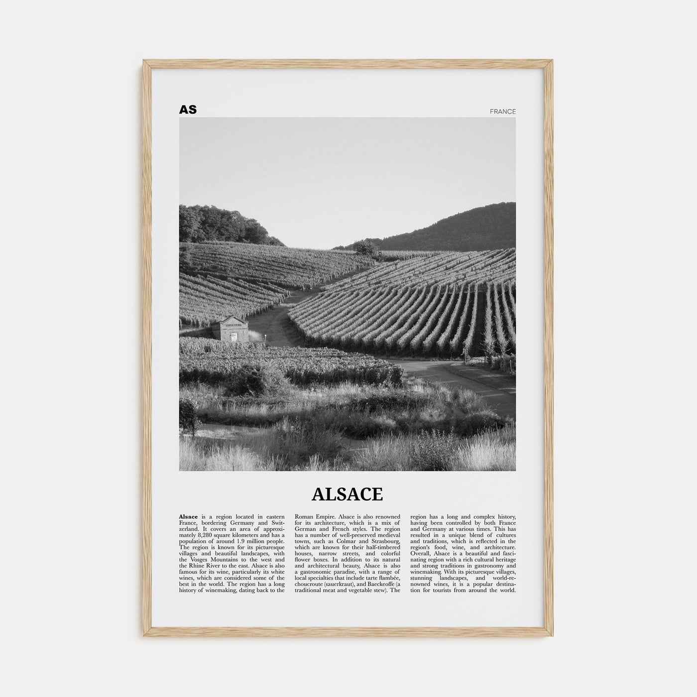 Alsace Poster Natural Wood / 8x12 in Nbourhood Travel B&W Poster