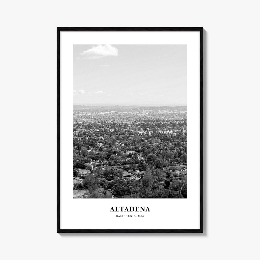 Altadena black & white classic poster of California, USA – vertical wall art, unframed print shown in interior mockup