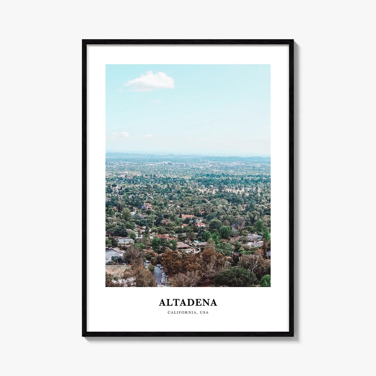 Altadena colorful classic poster of California, USA – vertical wall art, unframed print shown in interior mockup