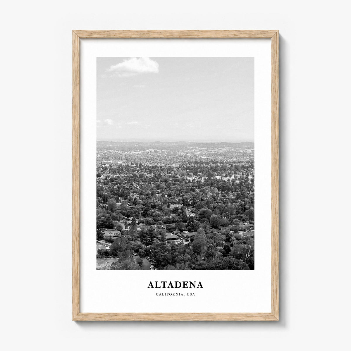 Altadena Classic Poster in a natural wood frame
