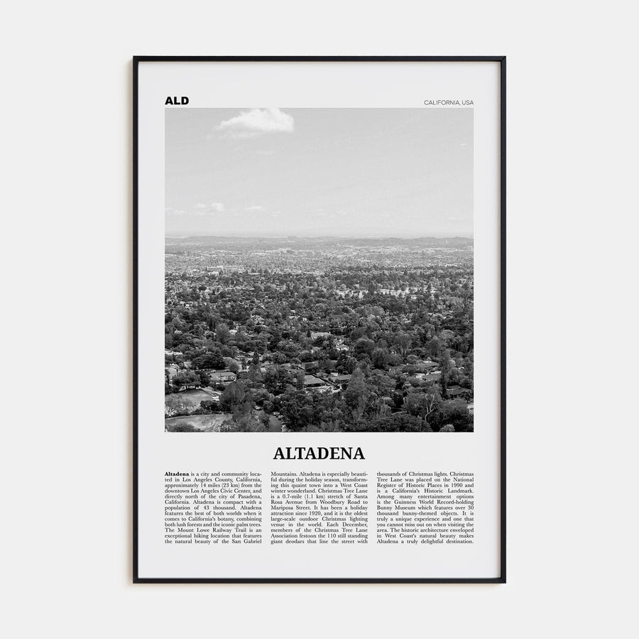 Altadena Poster None / 8x12 in Nbourhood Travel B&W Poster