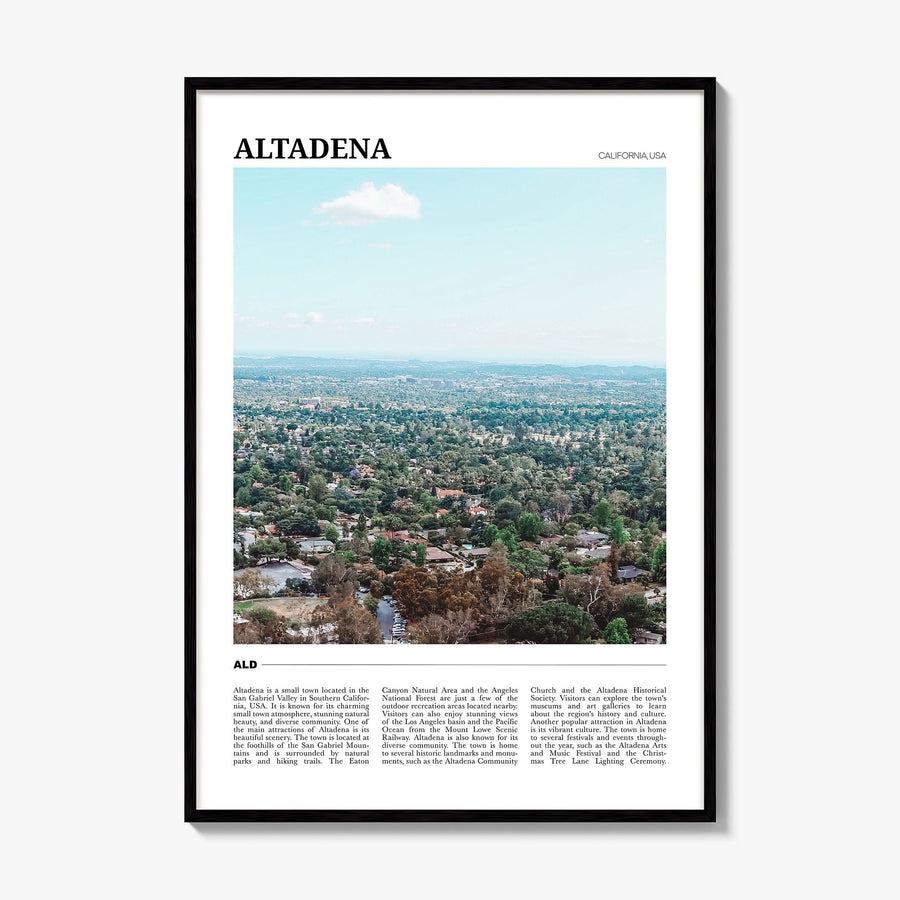 Altadena Travel Poster, framed poster mockup