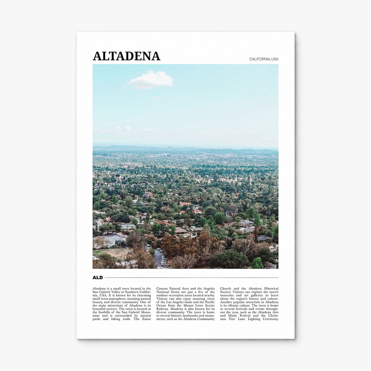 Altadena Travel Poster, print only (unframed)