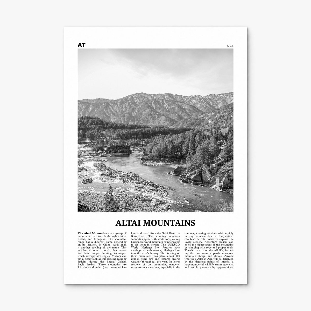 Altai Mountains Newspaper Poster, print only (unframed)