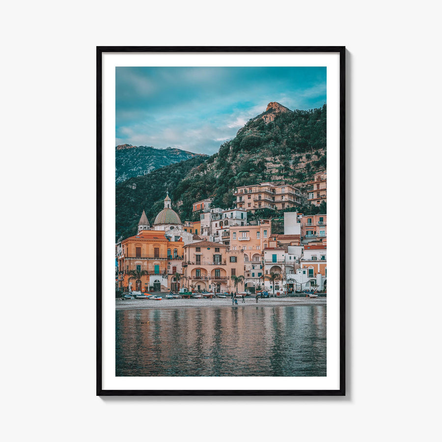 Amalfi Coast no. 2 colorful photo poster of Italy – vertical wall art, unframed print shown in interior mockup