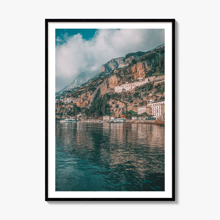Amalfi Coast Photo No 1 Poster, framed poster mockup, white border