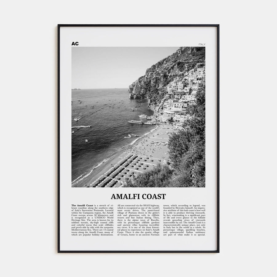 Amalfi Coast Poster None / 8x12 in Nbourhood Travel B&W Poster