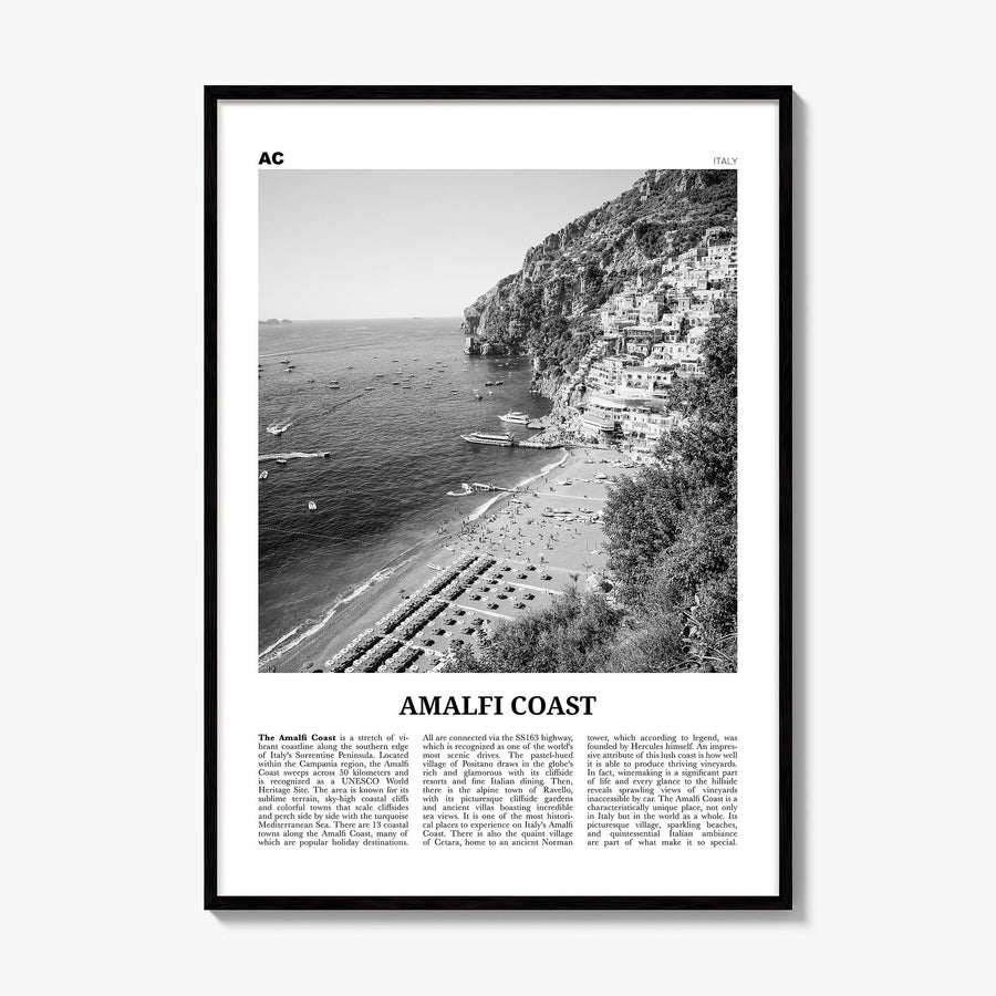 Amalfi Coast Newspaper Poster, framed poster mockup