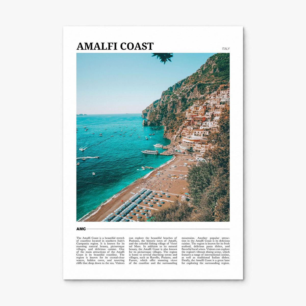 Amalfi Coast Travel Poster, print only (unframed)