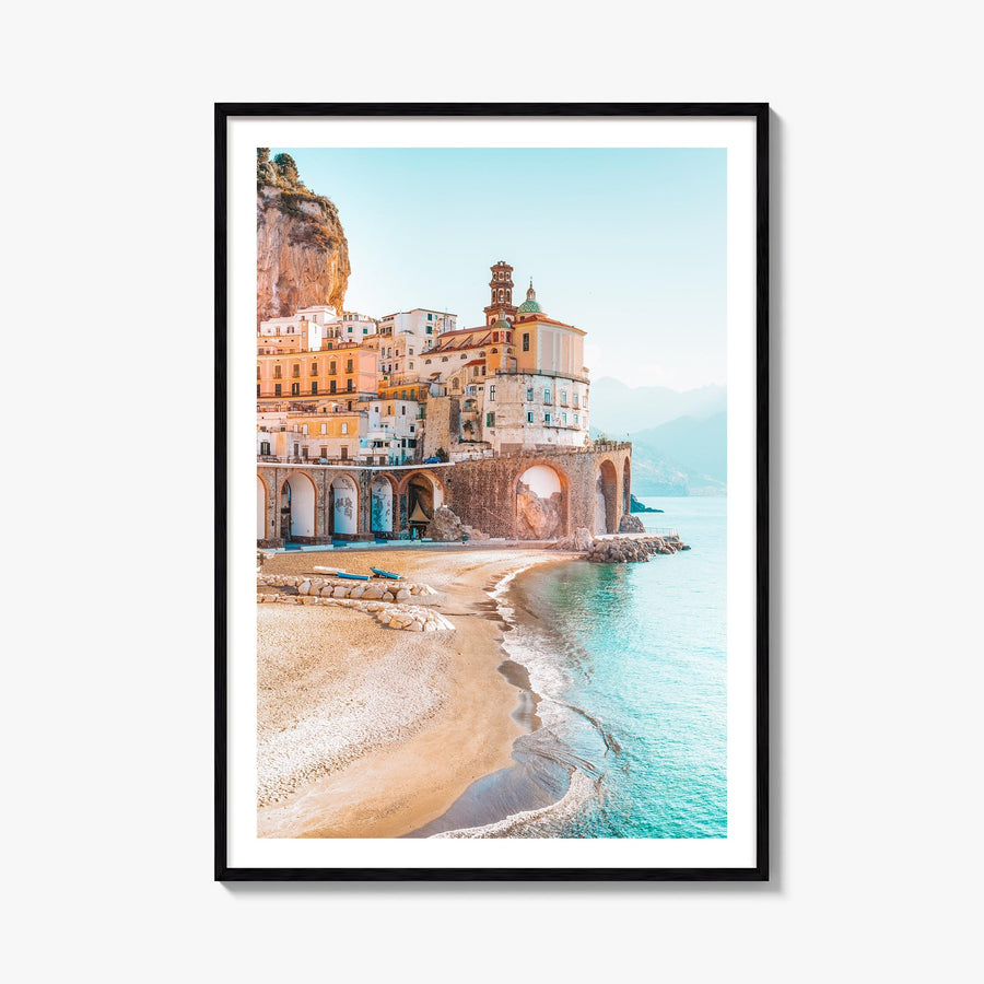 Amalfi no. 3 colorful photo poster of Italy – vertical wall art, unframed print shown in interior mockup