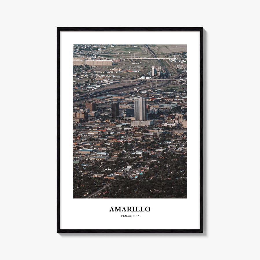 Amarillo colorful classic poster of Texas, USA – vertical wall art, unframed print shown in interior mockup