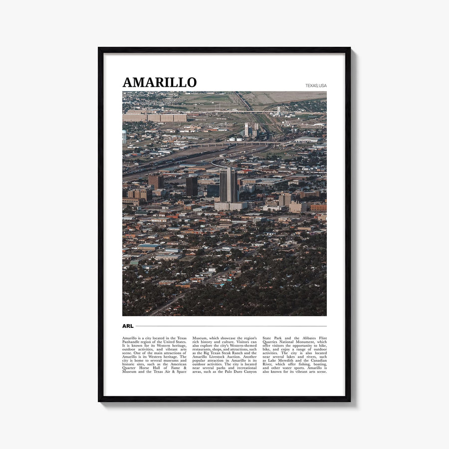 Amarillo colorful travel poster of Texas, USA – vertical wall art, unframed print shown in interior mockup