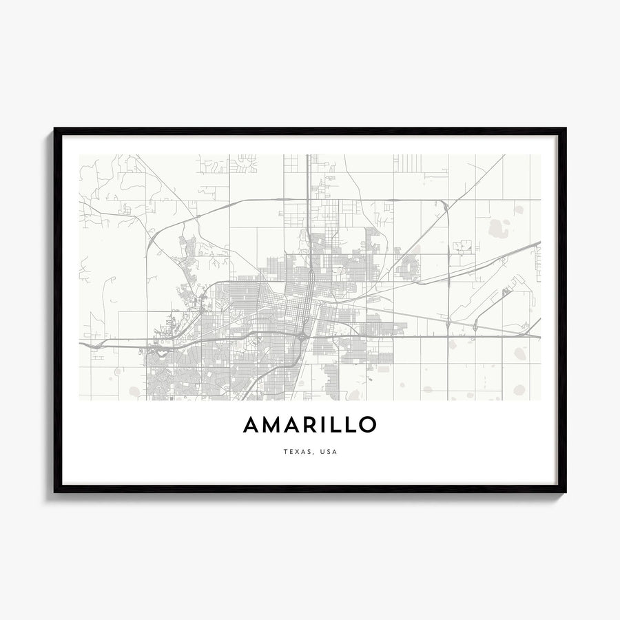 Amarillo Map Poster, framed poster mockup