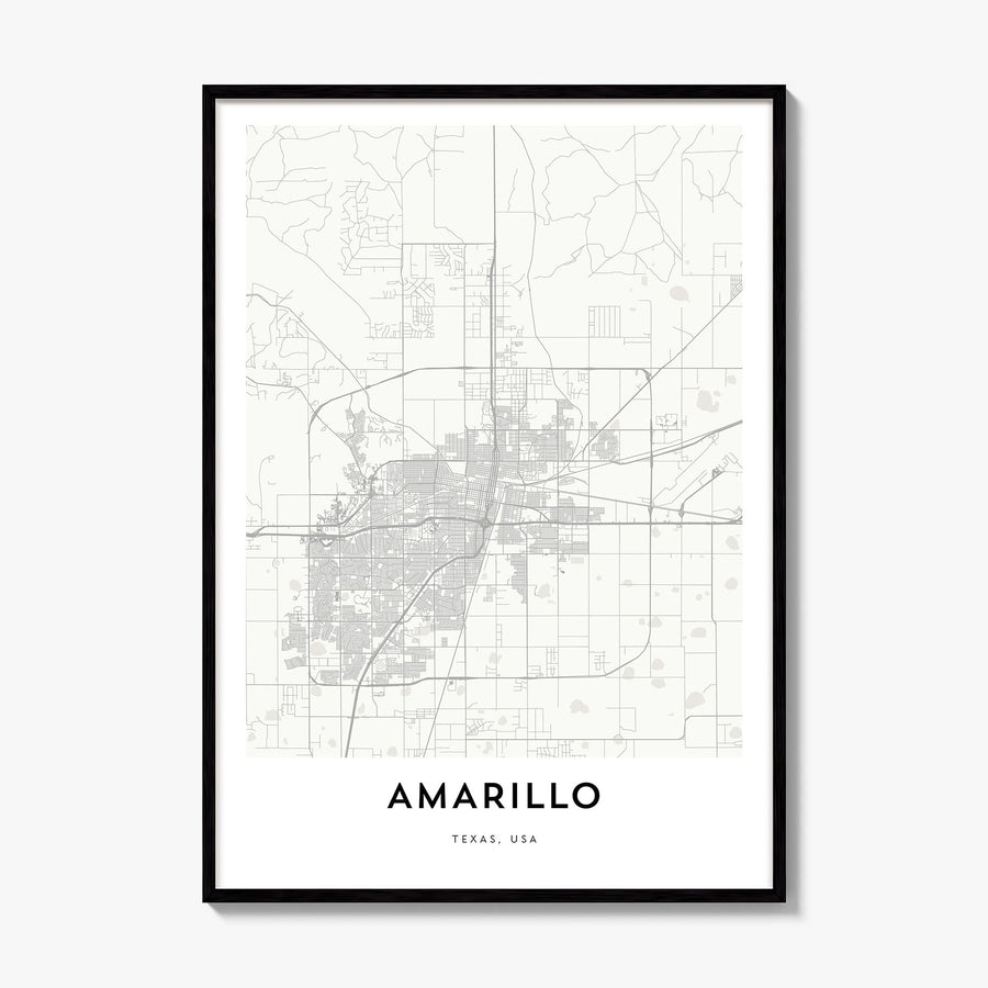Amarillo Map Poster, framed poster mockup