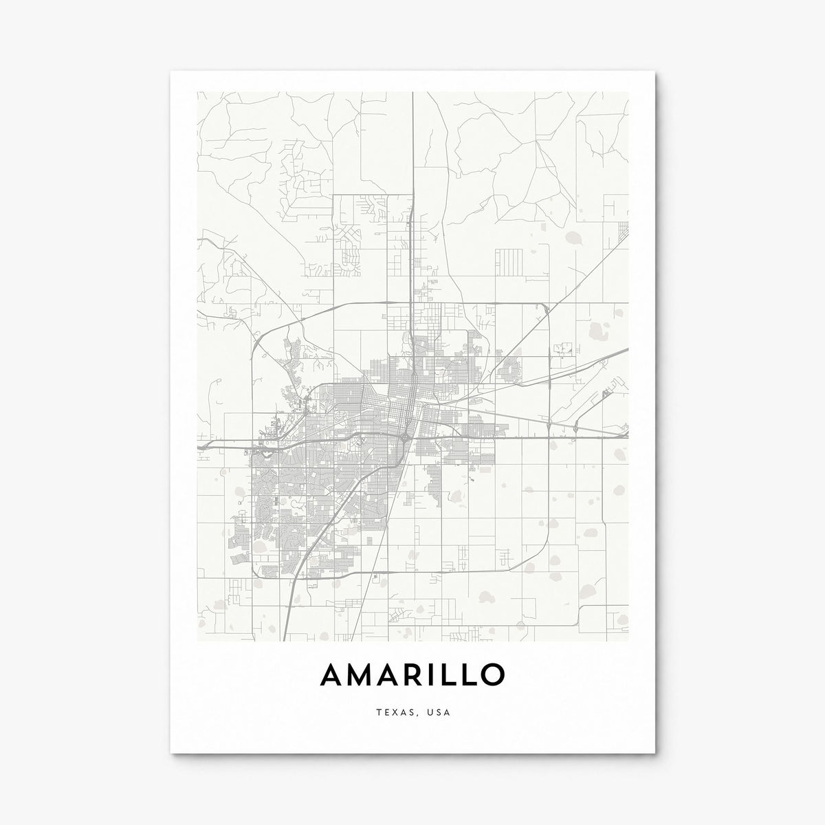 Amarillo Map Poster, print only (unframed)