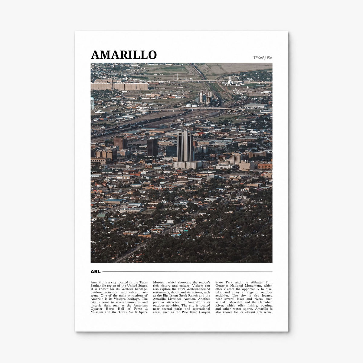 Amarillo Travel Poster, print only (unframed)