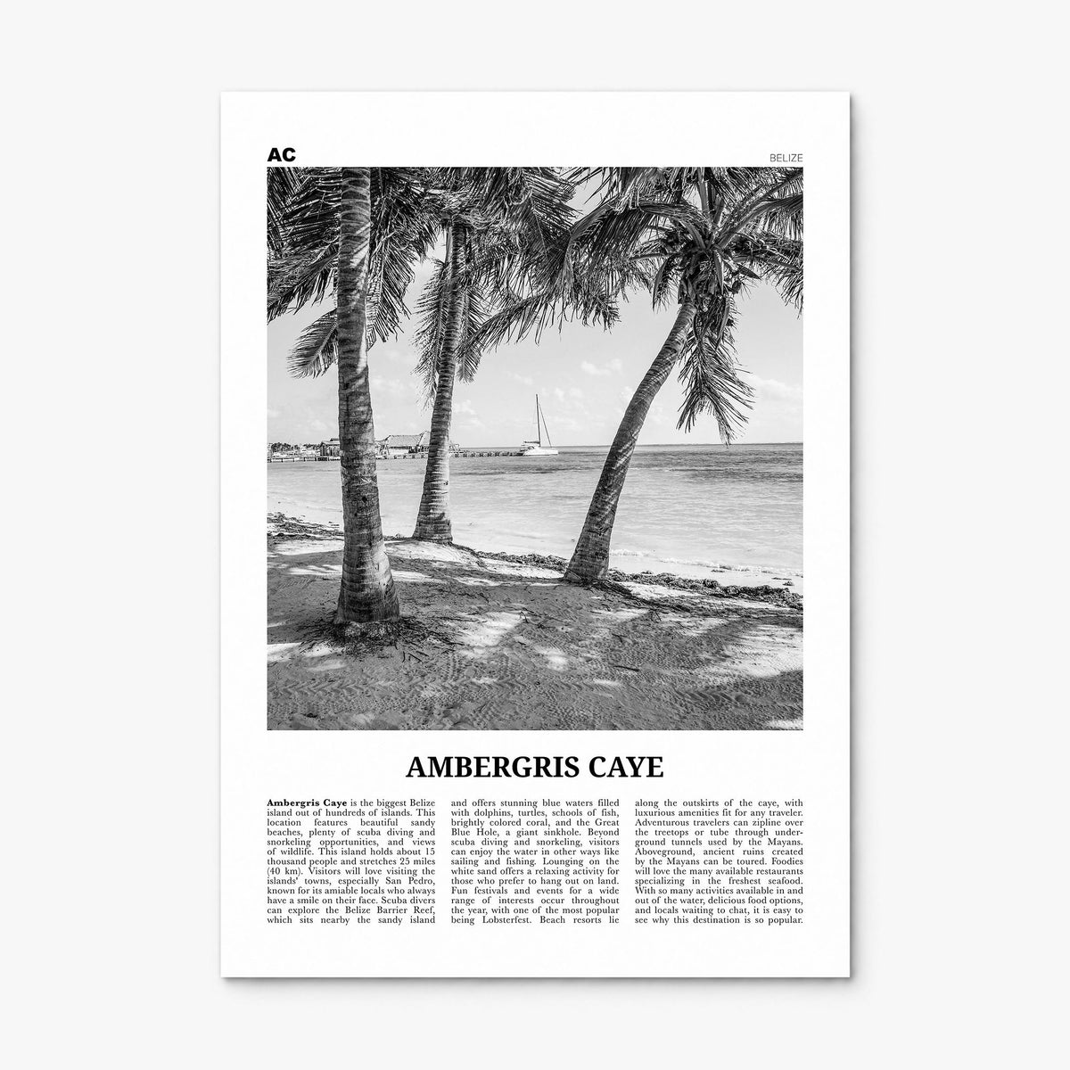 Ambergris Caye Newspaper Poster, print only (unframed)