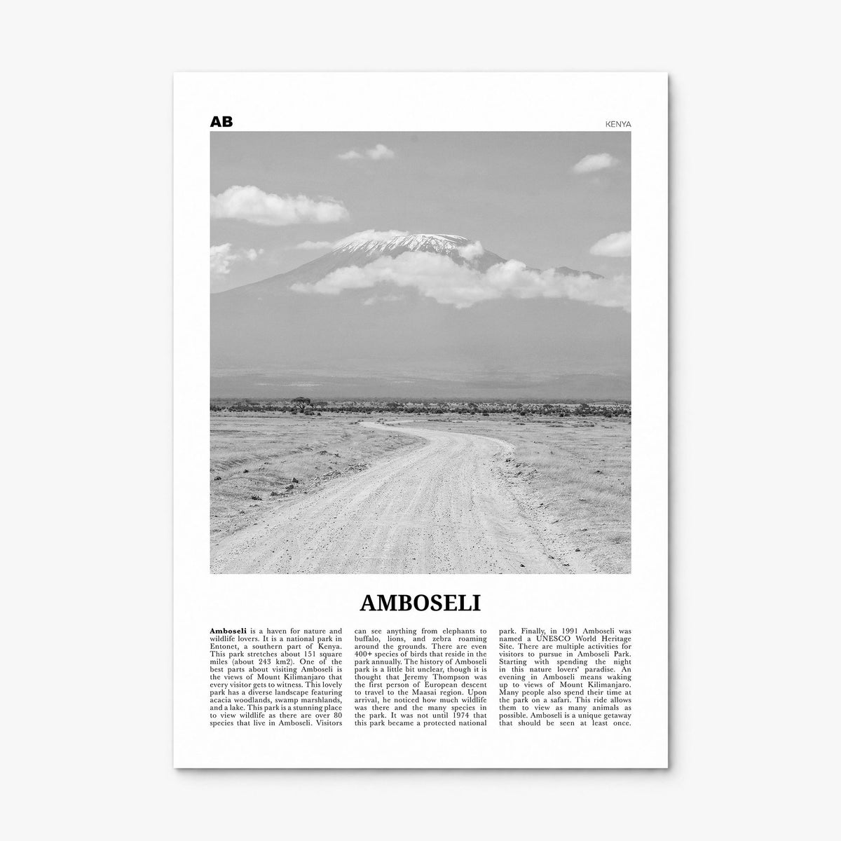 Amboseli Newspaper Poster, print only (unframed)