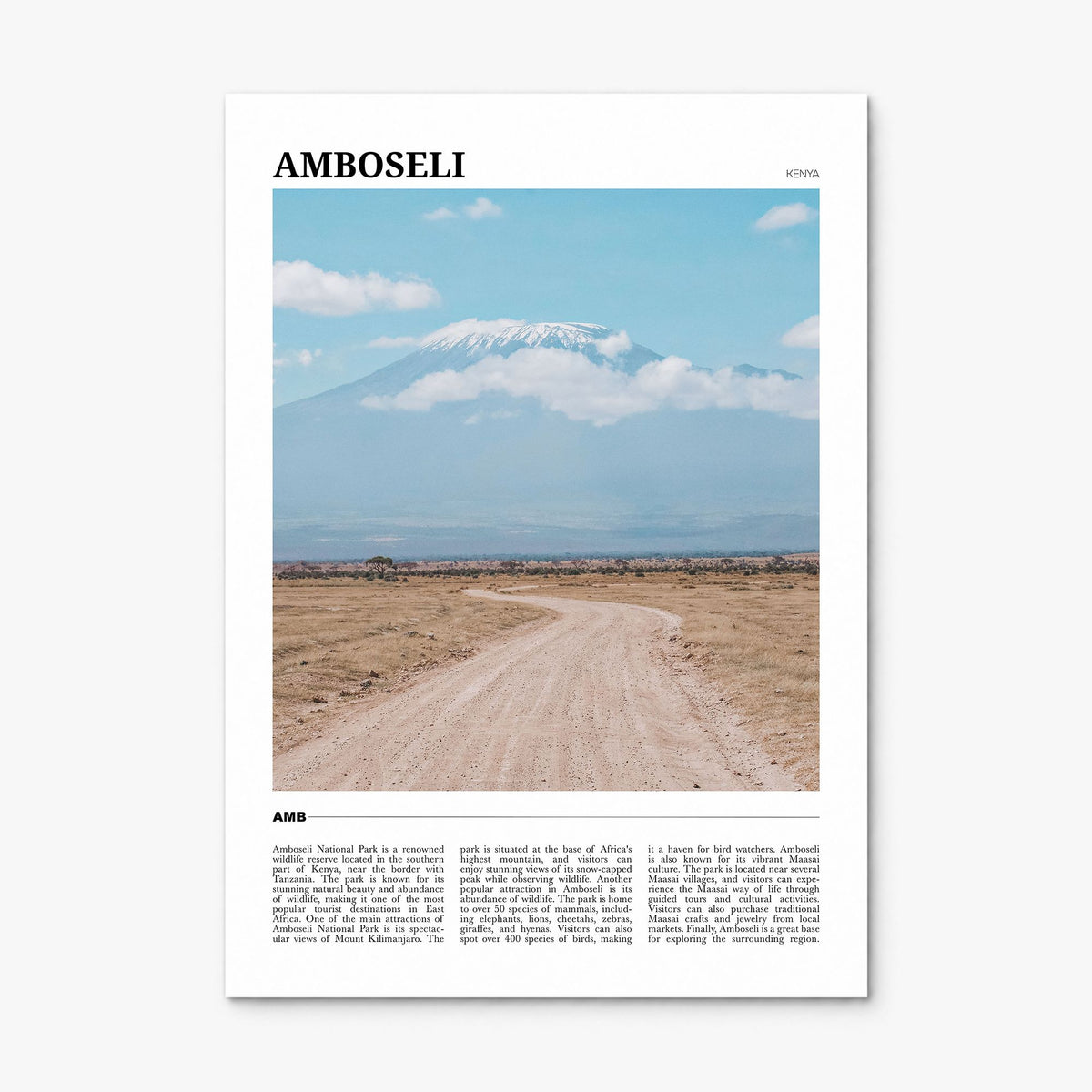 Amboseli Travel Poster, print only (unframed)