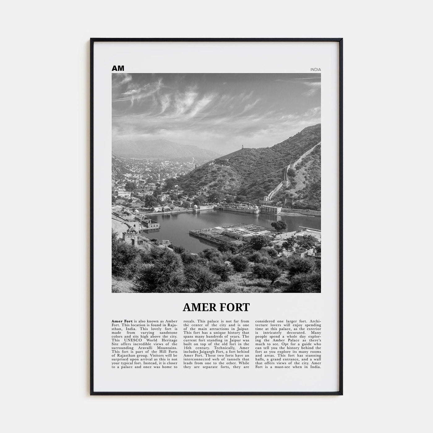 Amer Fort Poster None / 8x12 in Nbourhood Travel B&W Poster